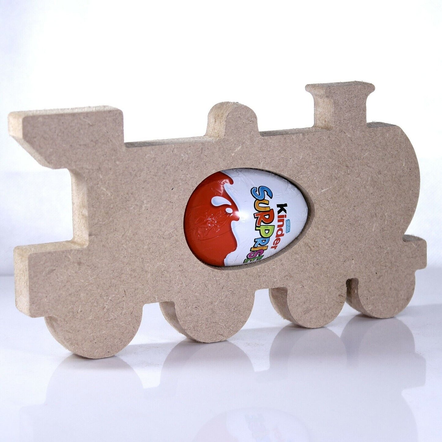 Free Standing 18mm MDF Train Egg Holder Shape. Kinder Egg, Creme Egg