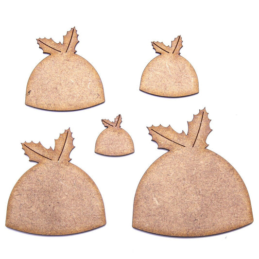 Christmas Pudding Craft Shape, Various Sizes, 2mm MDF Wood. Xmas, Festive