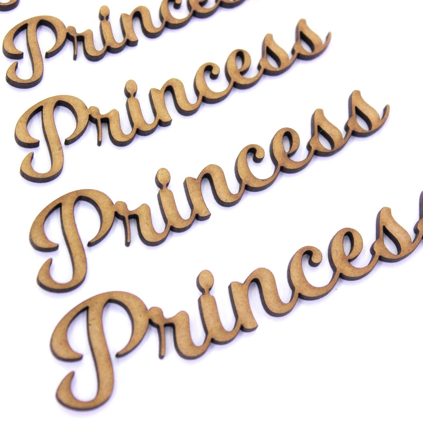 Princess Word Craft Shape, Various Sizes, 2mm MDF Wood. Joined Lettering, Script