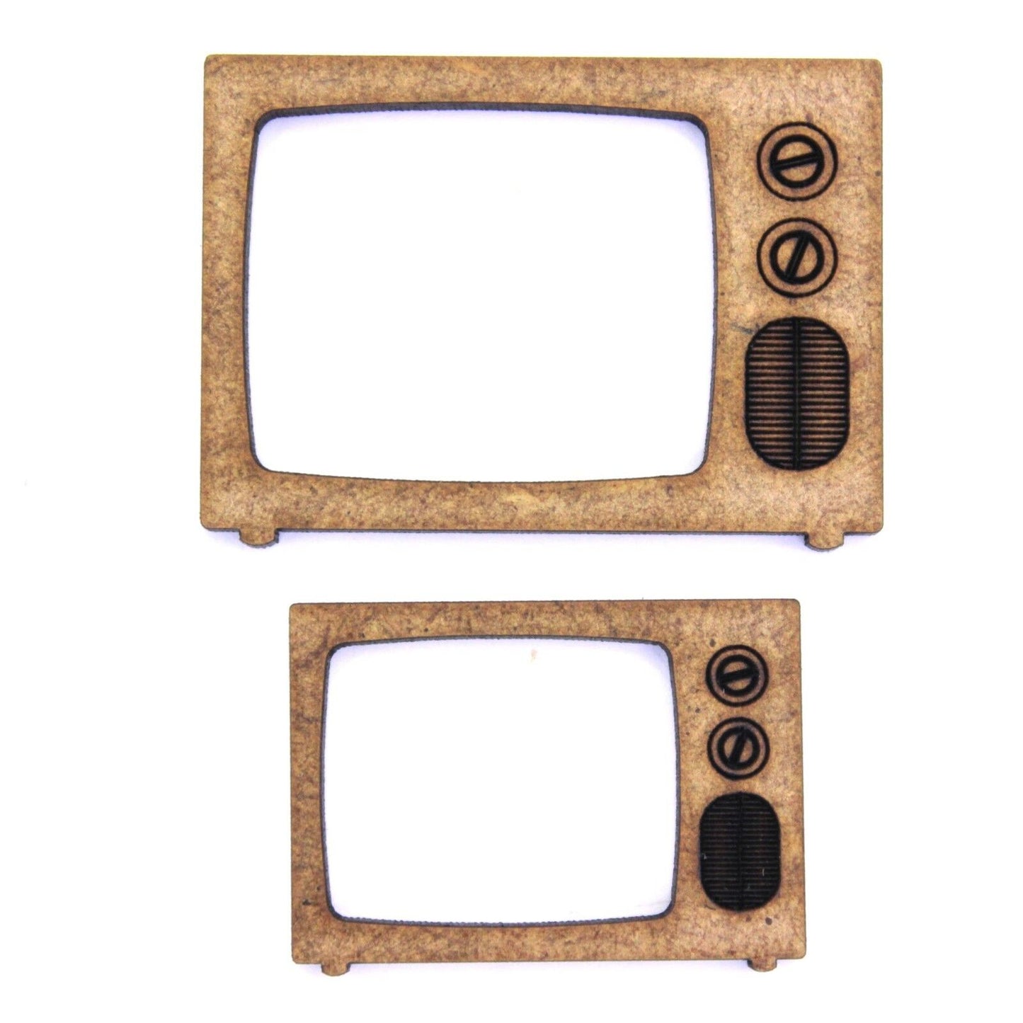 Retro TV Craft Shape Blank, 3cm to 20cm. 2mm MDF Wood. Television Vintage