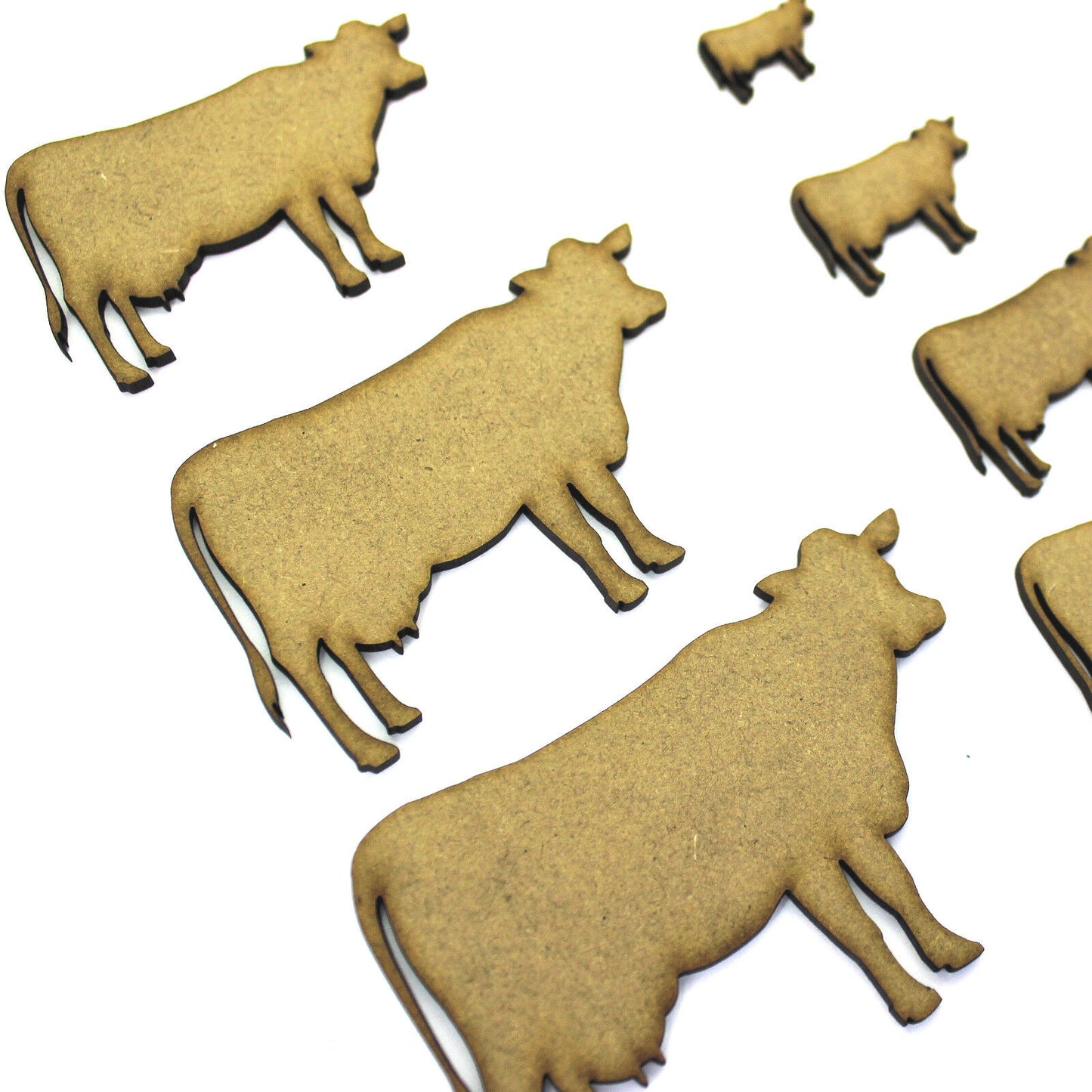 Cow Craft Shape, 2cm to 20cm. 2mm MDF Wood. Animal, Farm, Farmyard, Dairy Farmer