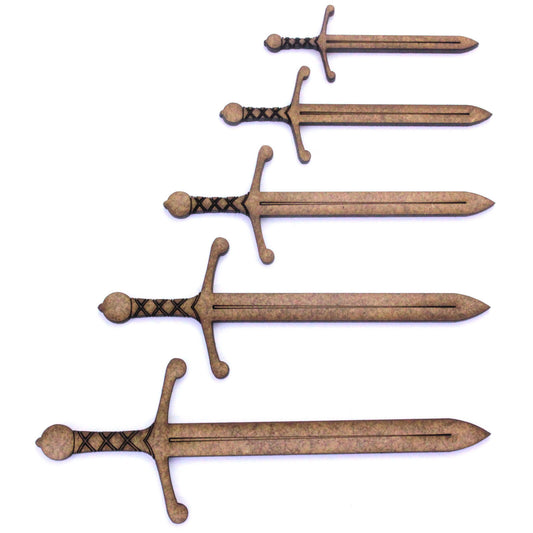 Medieval Sword Craft Shape Blank, Various Sizes, 2mm MDF Wood. Knight, Castle