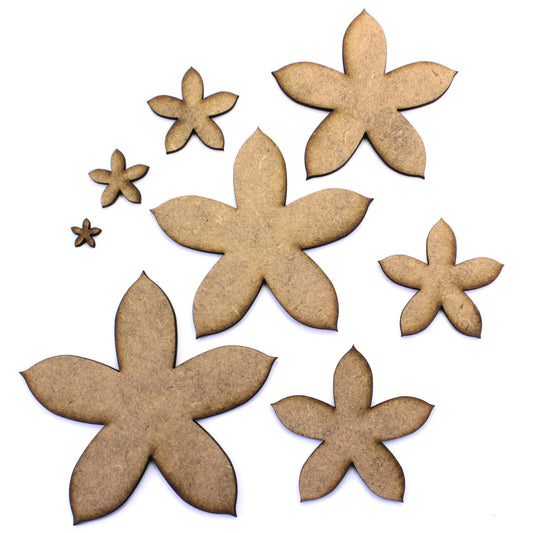 Flower Craft Shapes, Embellishments, Decorations, 2mm MDF.