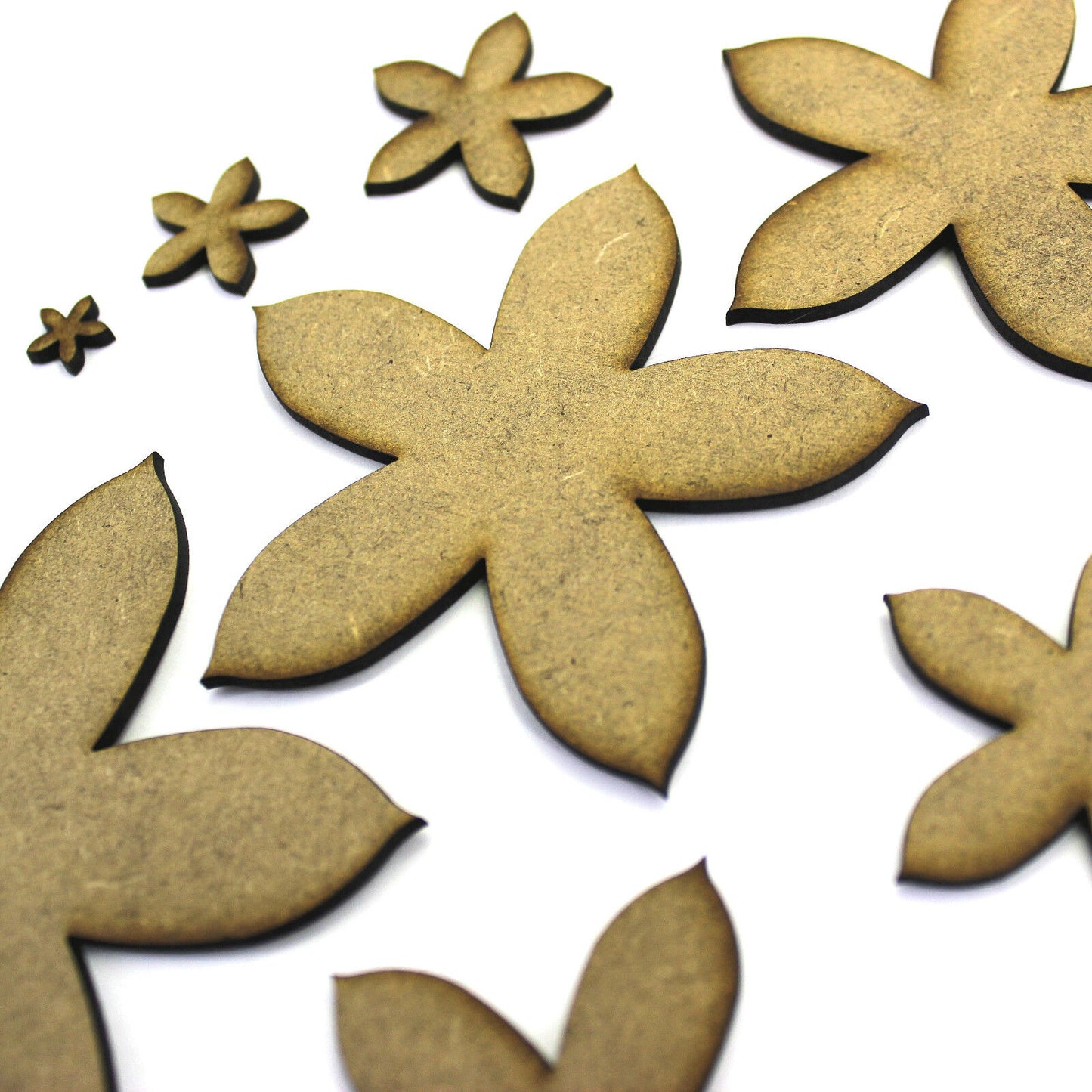 Flower Craft Shapes, Embellishments, Decorations, 2mm MDF.