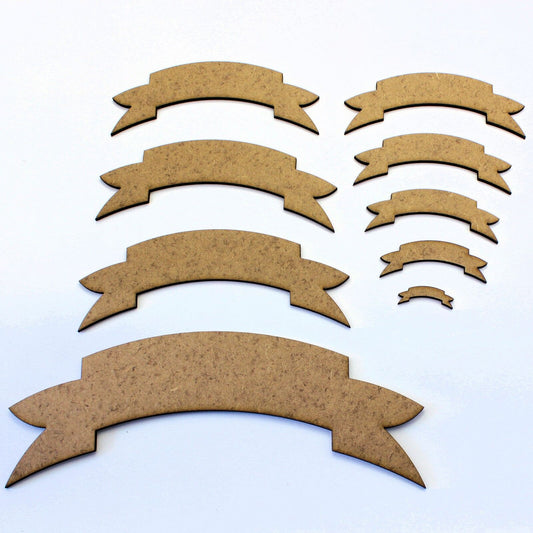 Ribbon Banner Craft Shape, Embellishments, Tags, Decorations. 2mm MDF Wood