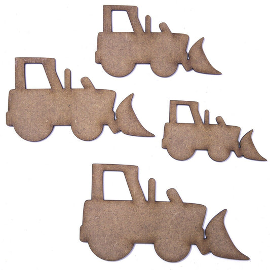 Digger Craft Shapes. Various Sizes 50mm - 200mm. 2mm MDF Wood. JCB, Snowplough
