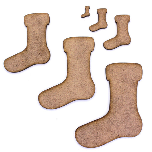 Christmas Stocking Craft Shape Blank, Various Sizes, 2mm MDF. Xmas, Santa