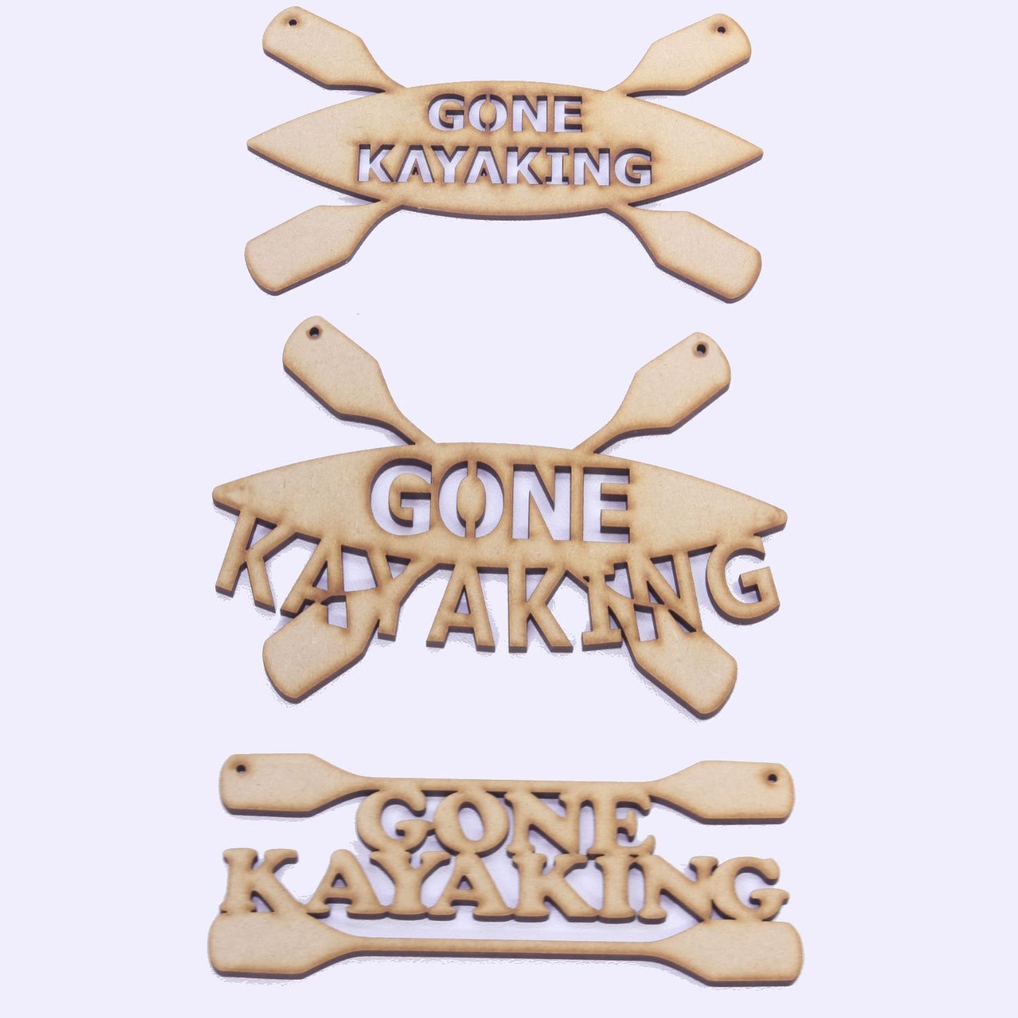 Gone Kayaking MDF Hanging Decoration - 4mm MDF. Watersports, Summer, Activity