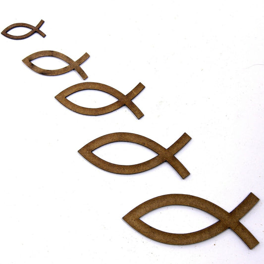 Christian Fish Craft Shape, Various Sizes, 2mm MDF Wood. Christianity, religion