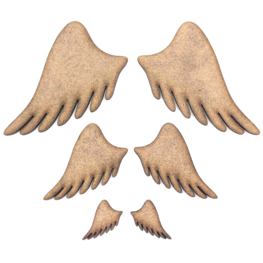 Angel Wings Craft Shapes (Pair), Embellishments, Decorations, 2mm MDF Wood,