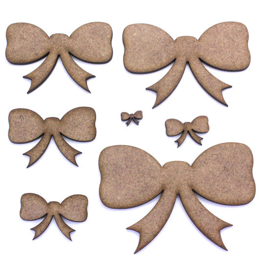 Bow Craft Shapes, Embellishments, Decoraions. 2mm MDF Wood, Christmas, Wedding