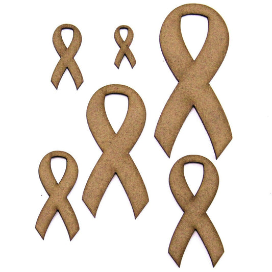 Awareness Ribbon Craft Shape, Various Sizes, 2mm MDF Wood.