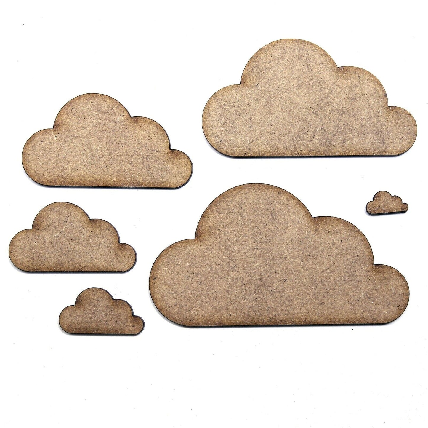 Cloud with Flat Bottom Craft Shape, Various Sizes, 2mm MDF Wood.