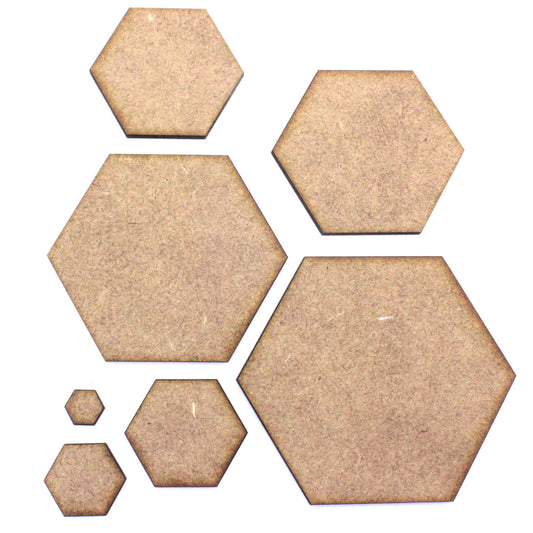 Hexagon Craft Shape Blank Base, Various Sizes, 2mm MDF. RPG Board Game Tile, Bee