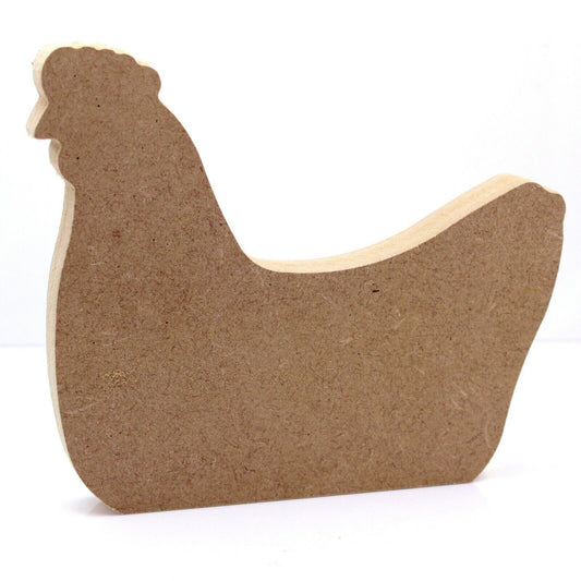 Free Standing 18mm MDF Hen Craft Shape. 10cm to 30cm. Farm, Animal, Chicken