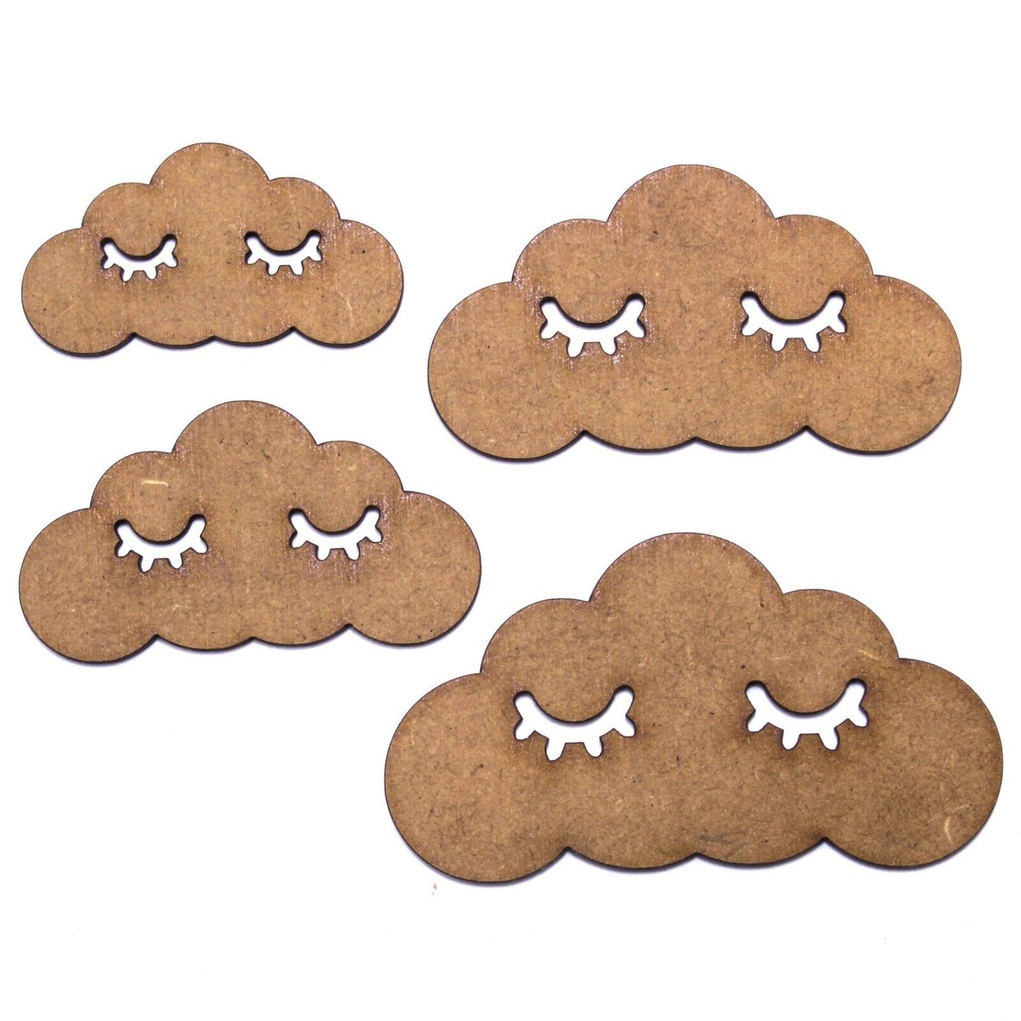 Cloud with Sleepy Eyes Craft Shape, Various Sizes, 2mm MDF Wood. Night, Lashes