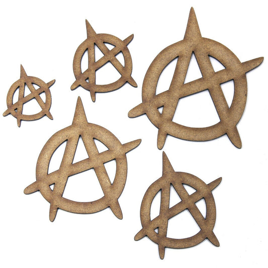 Anarchy Symbol Craft Shape, Various Sizes, 2mm MDF Wood. Punk, Anarchist
