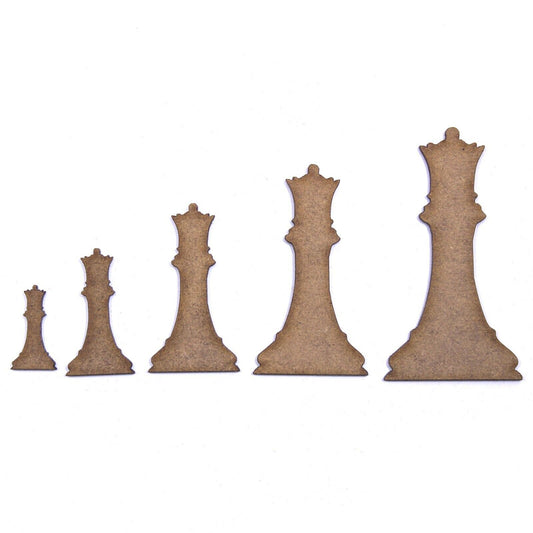 Queen Chess Piece Craft Shape, Various Sizes, 2mm MDF Wood. Checkmate, board