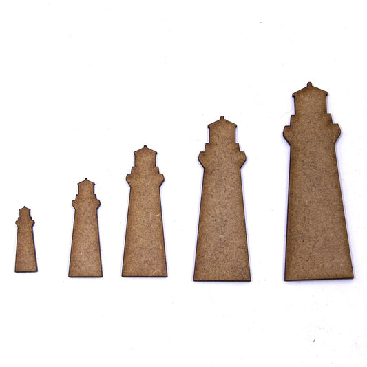 Lighthouse Craft Shape, Various Sizes, 2mm MDF Wood. Seaside
