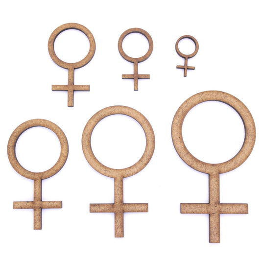 Female Gender Symbol Craft Shape, Various Sizes, 2mm MDF Wood.