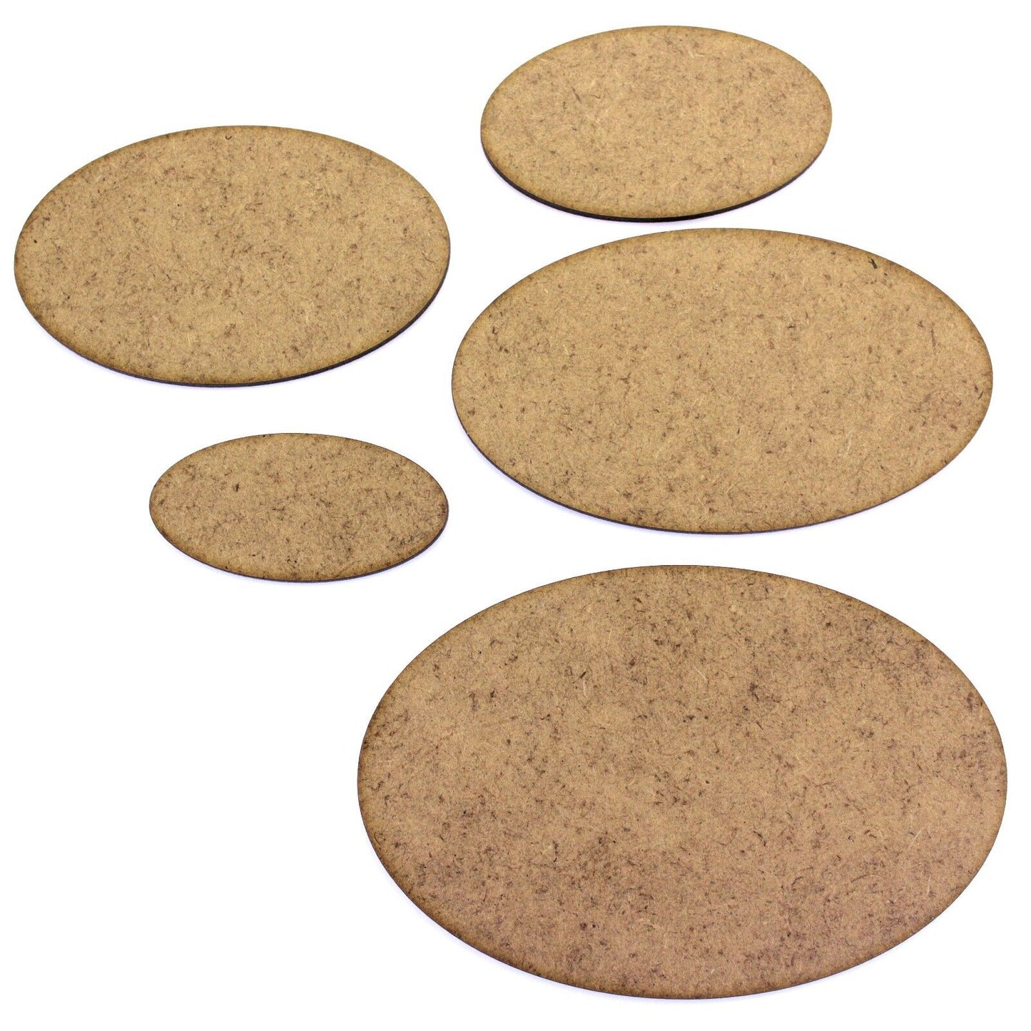 Wargame Oval Base - 2mm MDF - Many Size Options (10 Pack). RPG Board Tile