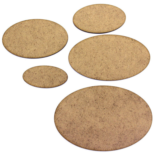 Wargame Oval Base - 2mm MDF - Many Size Options (10 Pack). RPG Board Tile