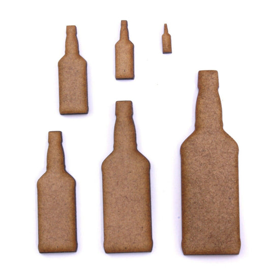Whiskey Bottle Craft Shape Blank, Various Sizes, 2mm MDF Wood. Whisky