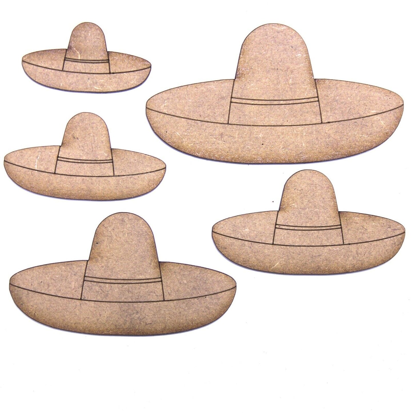 Sombrero Craft Shape, Various Sizes, 2mm MDF Wood. Mexican Hat, Charro, Mexico