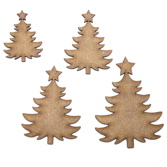 Bushy Christmas Tree Craft Shape, Various Sizes, 2mm MDF Wood. Festive, xmas,