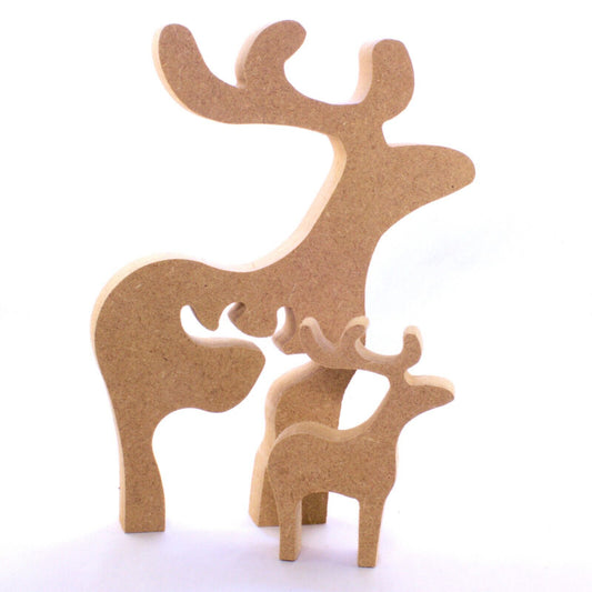 Free Standing 18mm Reindeer Slotting MDF Craft Shape 15cm to 30cm. Christmas