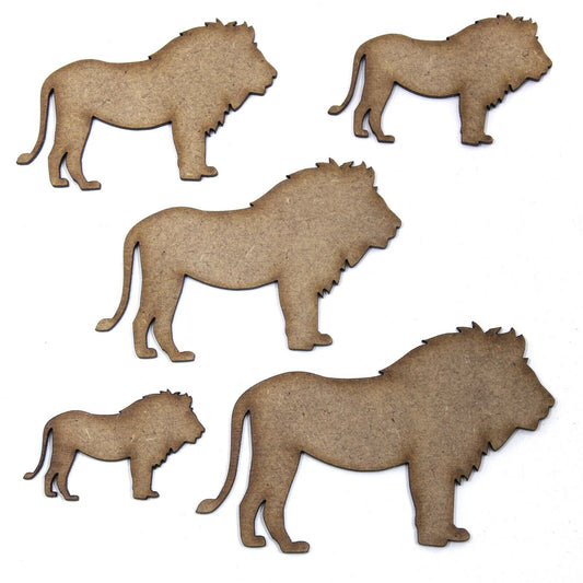 Lion Craft Shape, Various Sizes, 2mm MDF Wood. Africa, Safari