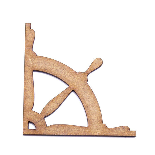 Ship Wheel Corner 2mm MDF Wood. Ideal for Scrapbook, Cards, Mixed Media Art