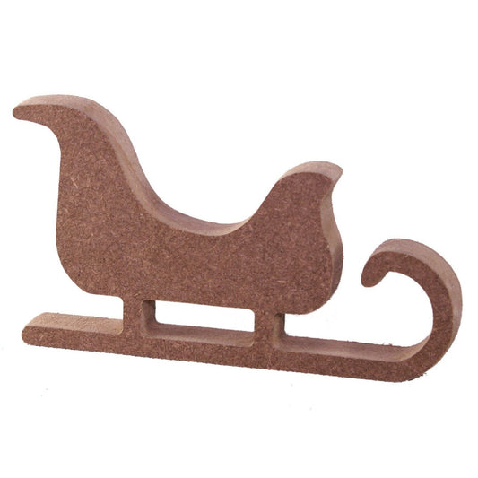 Free Standing 18mm MDF Sleigh Craft Shape 10cm to 30cm. Santa, Christmas, Xmas
