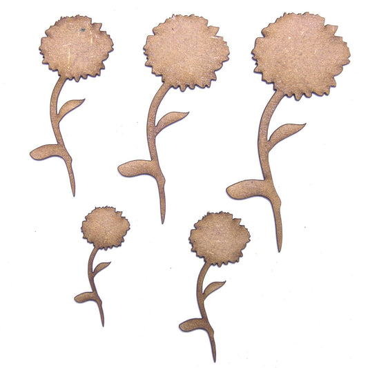 Carnation 2 Craft Shape, Various Sizes, 2mm MDF Wood. Flower, Plant