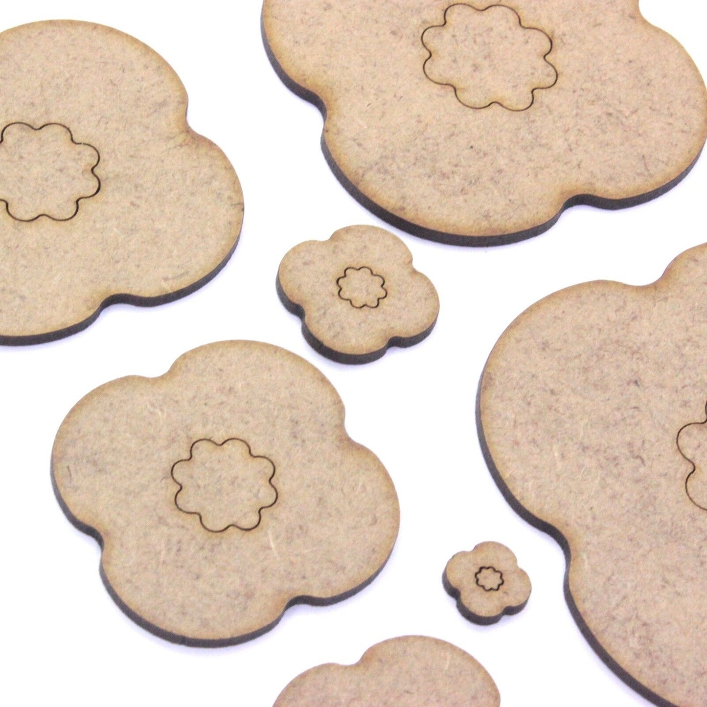 4 Petal Poppy Craft Shape, 2cm to 20cm. 2mm MDF Wood. Nature Flower, Remembrance