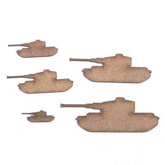 Tank Craft Shape, Various Sizes, 2mm MDF Wood. Army, War,