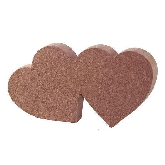 Free Standing 18mm MDF Joined Hearts Craft Shape Various Sizes. Wedding, Love