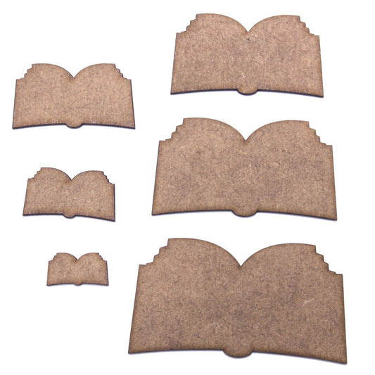 Open Book Craft Shape, 2cm to 20cm. 2mm MDF. Reading, Library, Story, Writing