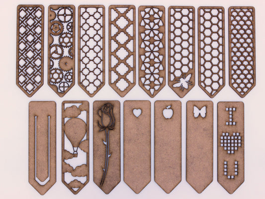 Bookmarks Laser Cut Digital File for wood, acrylic, card etc. 15 Designs. Vector laser template cut file DXF SVG Ai EPS Glowforge pdf.