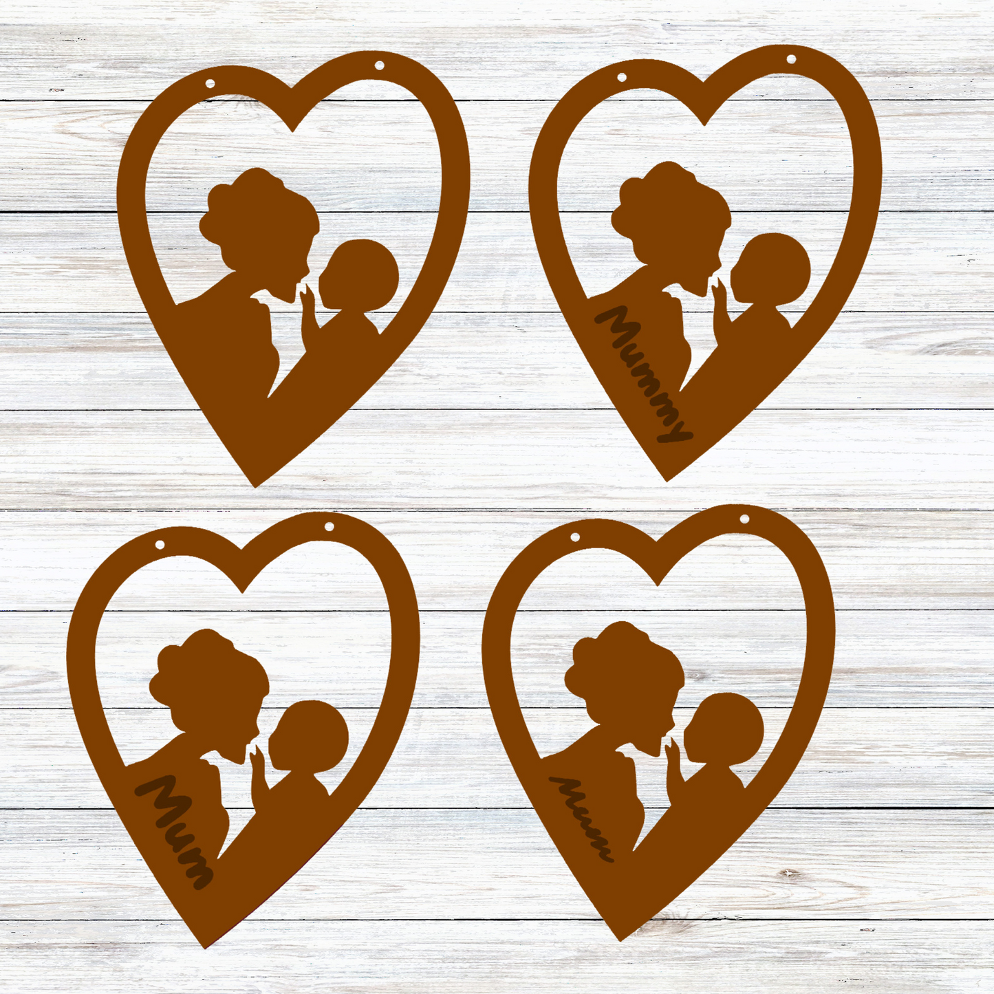 Mother's Day Hangers Laser Cut Digital File. Hanging Decoration Vector laser template cut file DXF SVG Ai EPS Glowforge pdf. Mum Gift