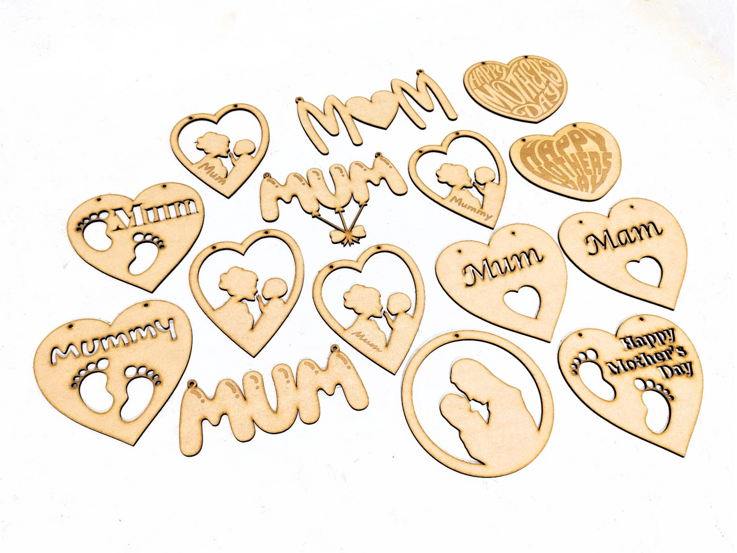 Mother's Day Hangers Laser Cut Digital File. Hanging Decoration Vector laser template cut file DXF SVG Ai EPS Glowforge pdf. Mum Gift