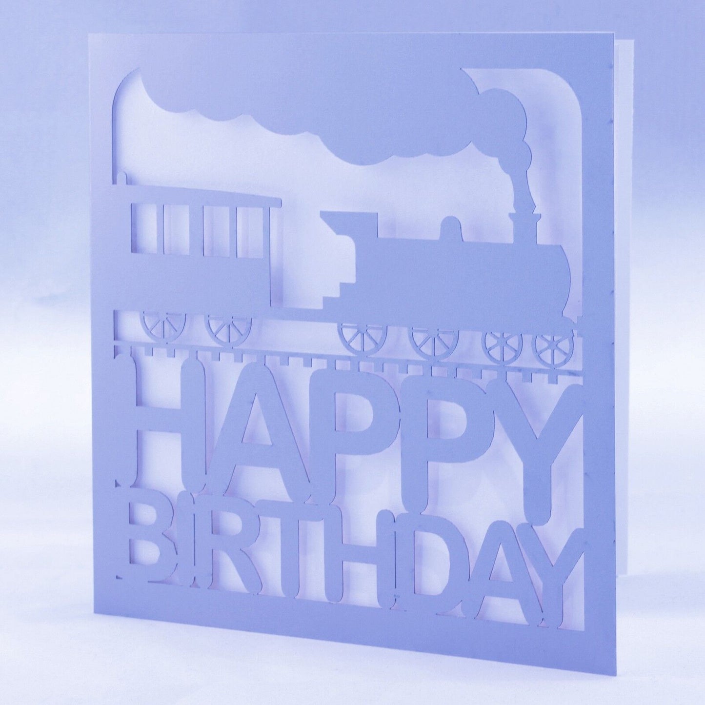 Laser Cut Silver Train Birthday Card -  Trains / Vehicles