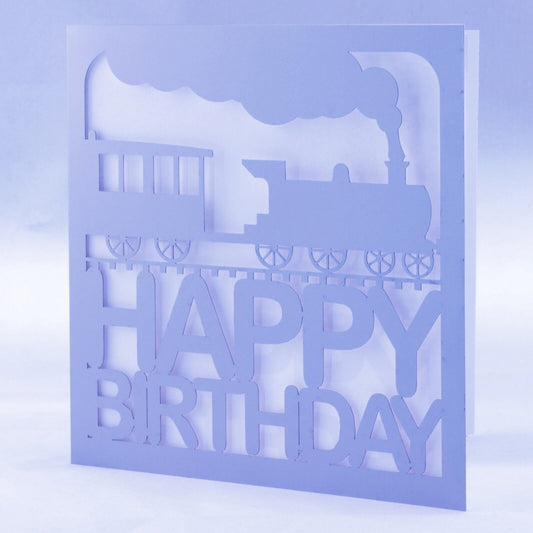 Laser Cut Silver Train Birthday Card -  Trains / Vehicles