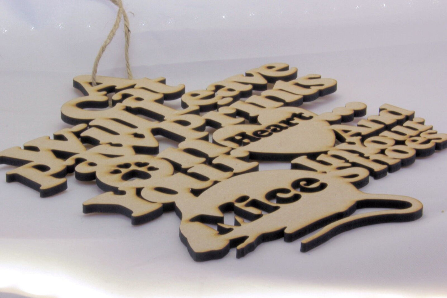 Cat and Mouse Hanging Decoration. Wooden/MDF Home Decoration