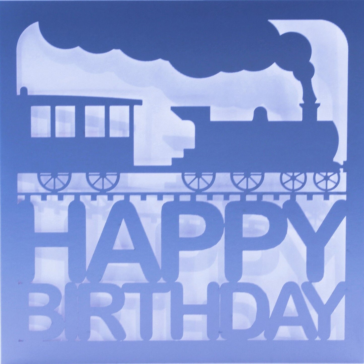 Laser Cut Silver Train Birthday Card -  Trains / Vehicles