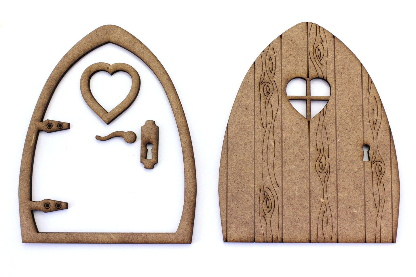 3D Fairy Door Kit. Natural MDF, Engraved Woodgrain Effect. Skirting Decoration
