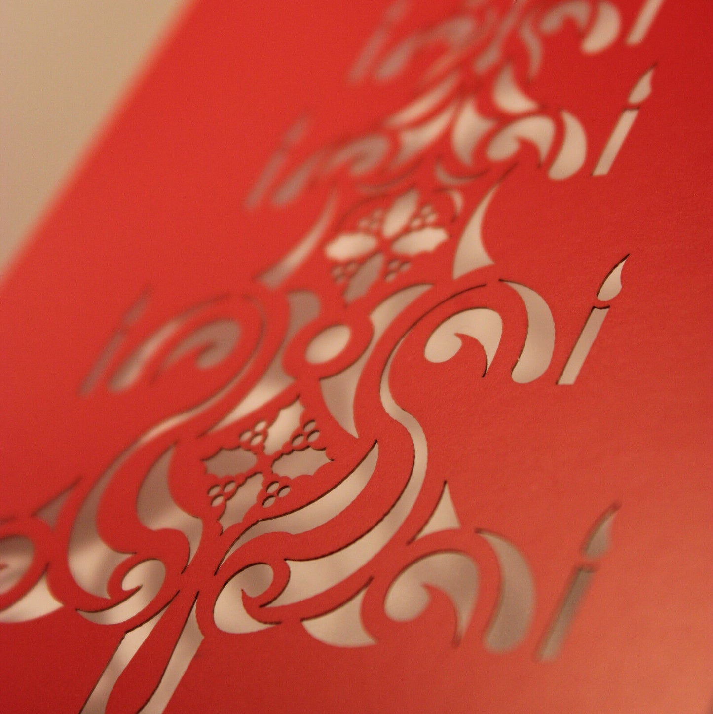 Red Laser Cut Christmas Tree Card