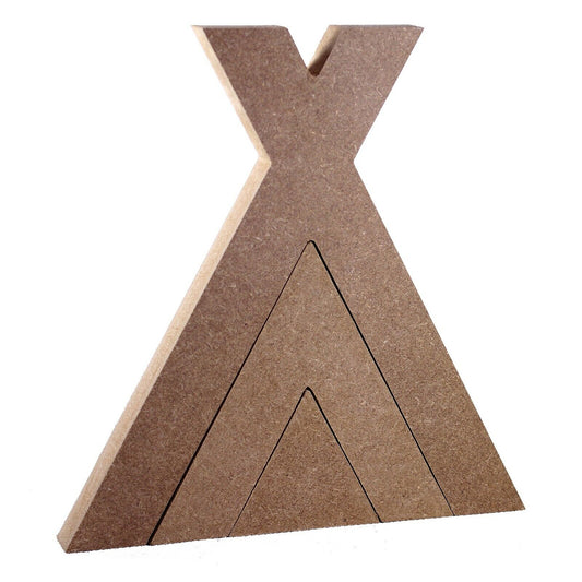 MDF Free Standing Teepee Block Group, 18mm MDF, Stacking, Wigwam, Stack