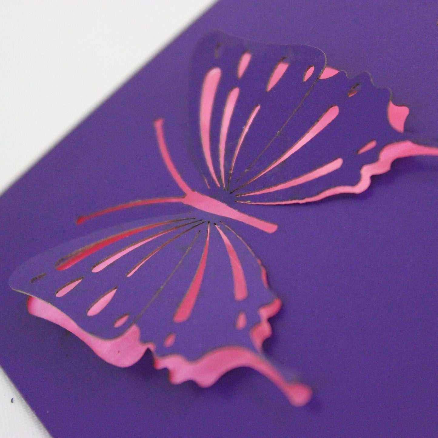 Purple Laser Cut Card with Butterflies - Birthday, Mother's Day, Wedding