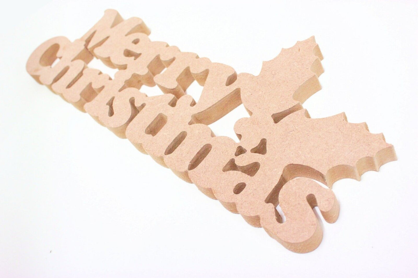 Merry Christmas Free Standing 18mm MDF Decoration. 43cm x 16cm Craft Shape